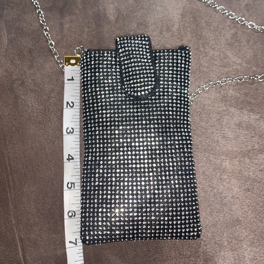 Rhinestone Cell Phone crossbody purse with chain Sparkle Bling - Picture 8 of 11